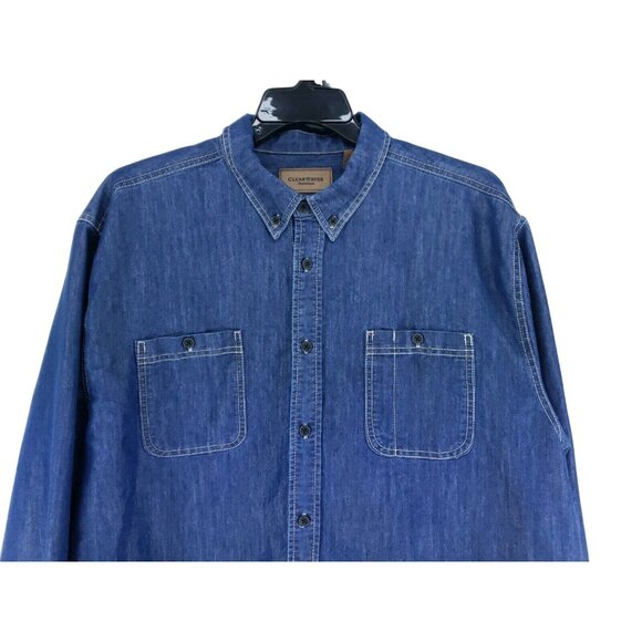 Clear Water Outfitters Denim Shirt Men's Size XL Dark Wash - Picture 2 of 7